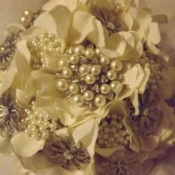 Pearl and Rhinestone Brooch Bouquet
